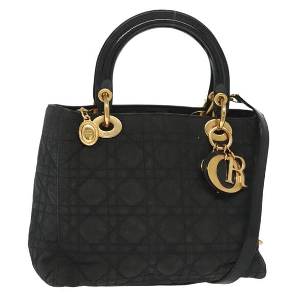 DIOR Canage Hand Bag Nylon Black Gold - Picture 1 of 13